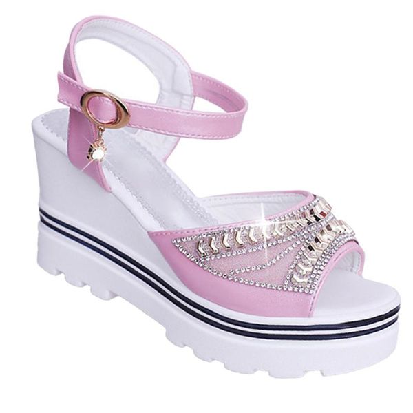 

1 pair women platform wedge heel shoes sandals wear-resistant non-slip soles waterproof soft breathable for summer beach party, Black