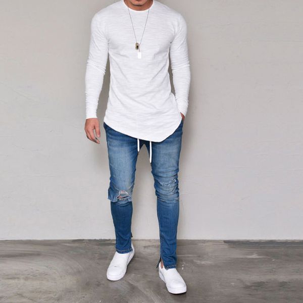

mens designer shirts fashion long sleeve bottoming shirt mens solid color loose casual crew neck tees mens brand clothing, White;black