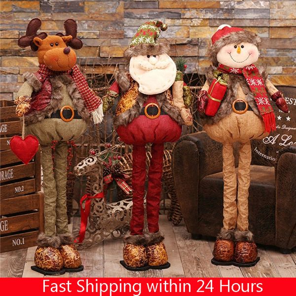 

natal retractable standing 43-76cm christmas doll christmas decoration large santa claus snowman elk doll kids new year gift toy y191030