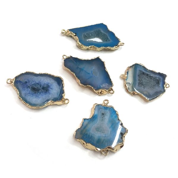 

natural agates pendants charms connector pendants for jewelry making diy accessories fit necklaces size 30x40mm-30x50mm, Silver