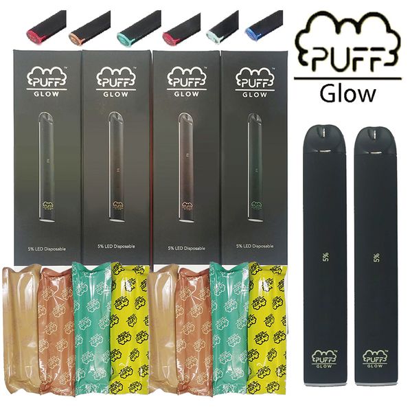 

Puff Glow 1,4 мл Бобы Одноразовые электронные сигареты устройства LED одноразовые Vape перо наклейки Kit 280mAh Батарея разряжена Испаритель PuffBar Бесплатная доставка