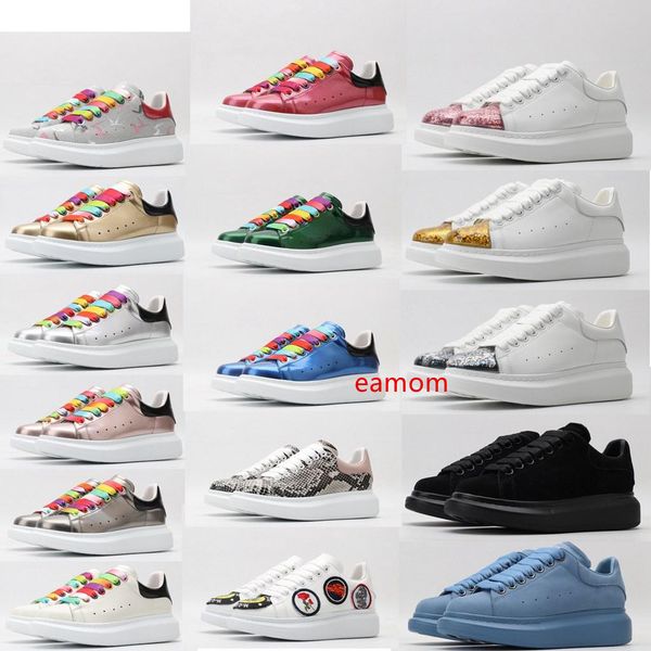 

2019 designer men fashion luxury women shoes mens leather lace up platform wide sole sneakers white black casual shoes [with ] 17cb#