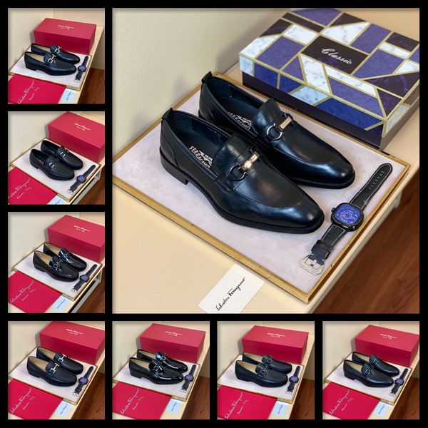

18ss brand luxury business men loafers italy large size new office casual fashion leather shoes luxury formal shoes men, Black