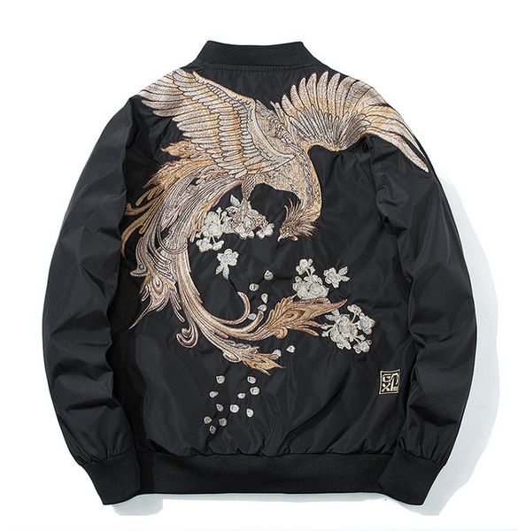 

fashion flower embroidered leather bomber jackets and coats fashion streetwear varsity baseball jacket with embroidery outerwear, Black;brown