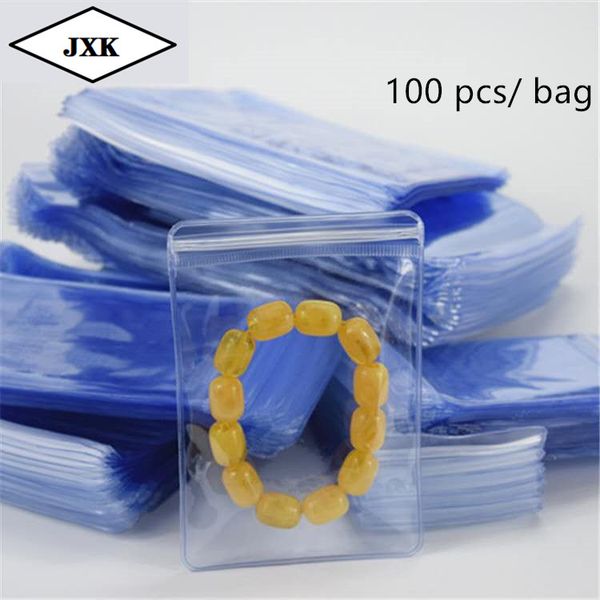 

100 pcs small zip lock plastic bags transparent jewelry ziplock resealable plastic clear storage bag new poly clear, Pink;blue