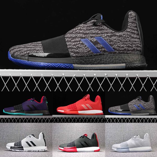 

Mens Breathable Knit Running Shoes James Harden 3 Violet Red Basketball Shoes High Quality Youth Men Designer Training Jogging Sneakers