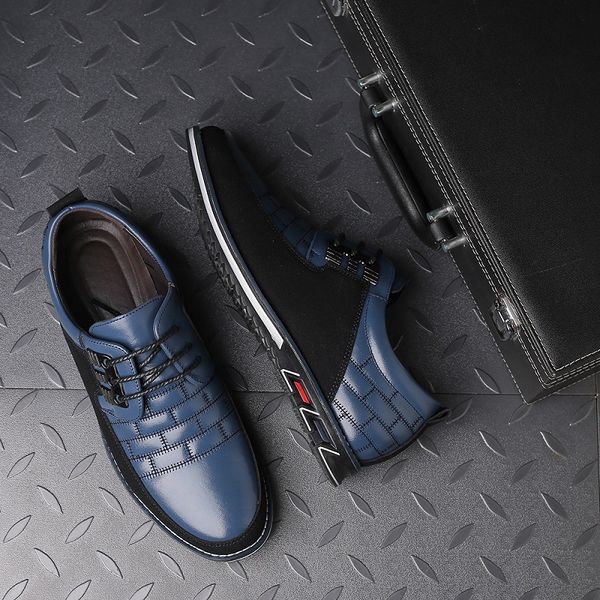 

autumn winter genuine leather men casual shoes breathable lace-up oxfords dress business formal wedding party big size shoes, Black