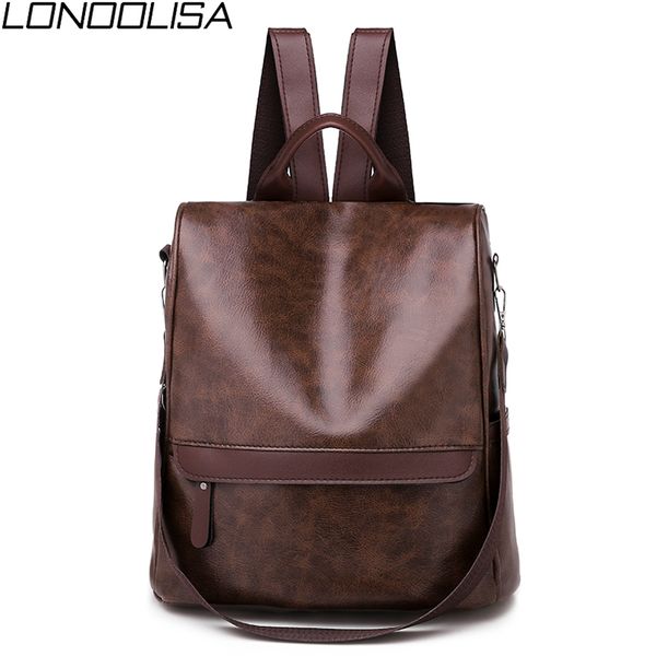

women luxury soft leather backpack multifunction anti-theft school bag for teenager girls ladies vintage travel backpack mochila