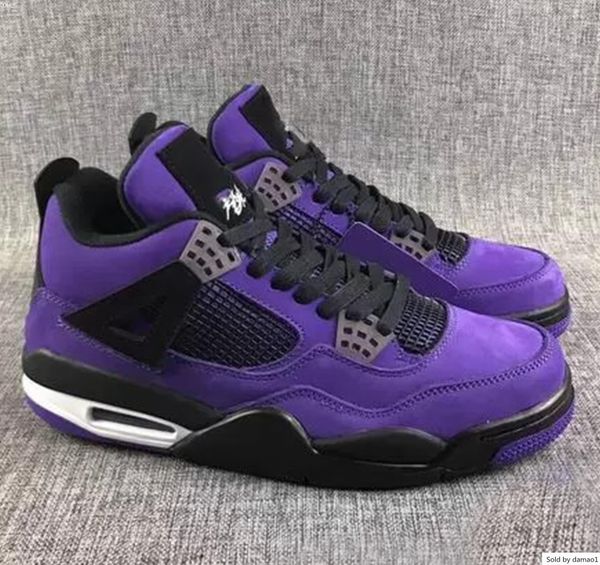 

2018 travis scotts 4 4s cactus jack iv purple blue 308497-510 suede authentic outdoor men casual shoes with original box