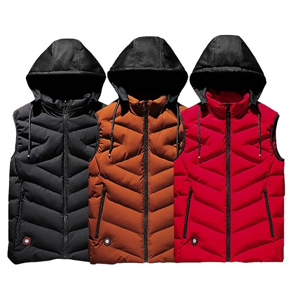 

cotton vest men plus size big 6xl 7xl 8xl large casual winter sleeveless jacket male hooded thick warm parka jacket waistcoat, Black;white
