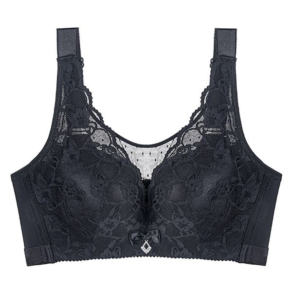 

lace lingerie bralette vest full cup brassiere plus size bras for women 36 38 40 bcd cup bh wireless floral underwear, Red;black