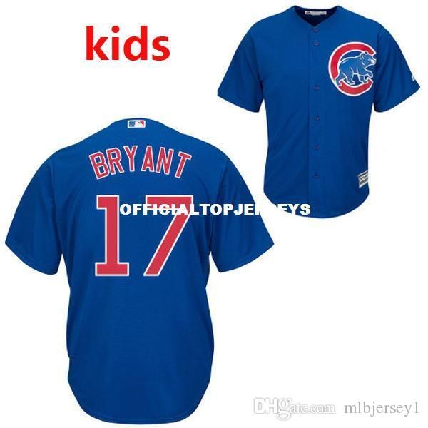 

youth /kid's kris bryant white home cool base baseball jersey, Black;blue