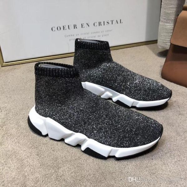 

2019 дизайнер Speed ​​Runner Носок Черный вязаный высокий вырез Trainder Стрейч-ботинок Мод