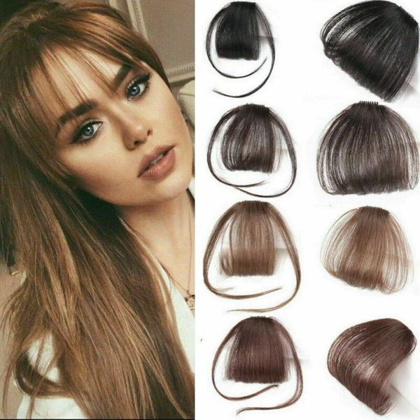 

fahion air bangs remy human hair extensions clip in on fringe front hairpiece thin neat
