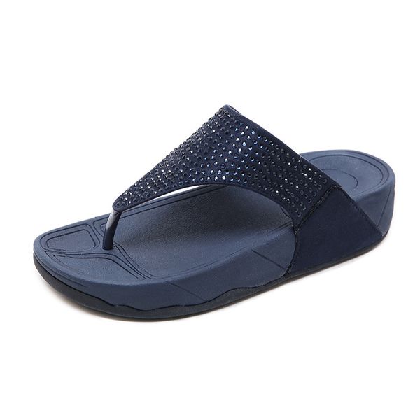 

slippers women summer boho leisure beach clip toe women sandals fashion rhinestone thick bottom slippers zapatos mujer, Black