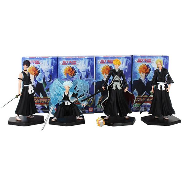 

4pcs/lot 9-12cm bleach kurosaki ichigo hitsugaya toushirou pvc figure toys collections model dolls childr en gifts y200421