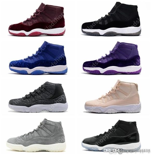

11 velvet heiress wool grey suede space jams 72-10 legend blue men women gs sports basketball shoes sneakers 11s athletics