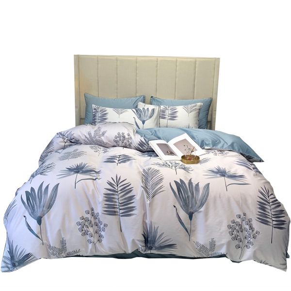 

leaf print bed linen sheet bedspread 100% egyptian cotton bedding sets tropical bedclothes  king size duvet cover