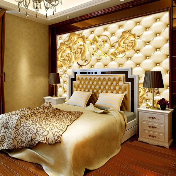 3d Wallpaper Golden Rose Soft Pack European Style Photo Wall Mural Hotel Living Room Tv Sofa Backdrop Luxury Interior Wallpaper Full Hd Wallpaper Full