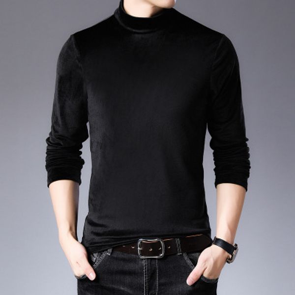 

mens luxury long sleeve bottomin shirt designer solid color skinny thermal half-high collar clothes 2020 spring new fashion trend, White;black
