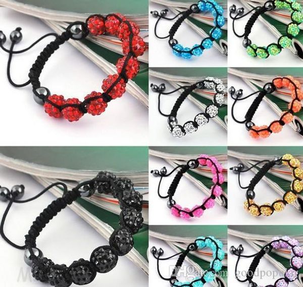 

10mm disco ball bracelets resin crystal beads bracelets hematite beads bracelet adjustable women jewelry gift w93, Black