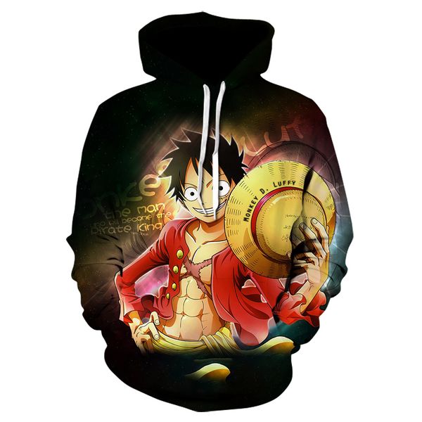 

2019 анимация цельной hoodie 3d печати король пиратов мужского пуловер хип-хоп веселье дизайн harajuku спортивной личности топ, Black