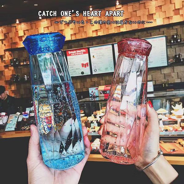

diamond water cup glass cup 401-500ml lead-heat resistant portable drinking water gq