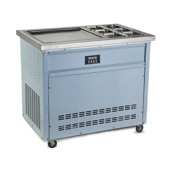 

коммерческий плоский пан одного пан жарить мороженое делая машину жареный мороженое роллинг машина, жареные мороженого