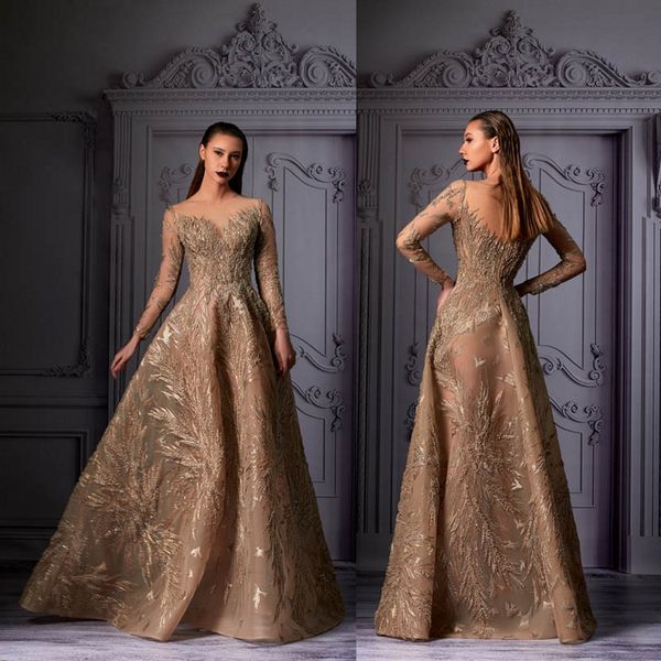 

2020 luxry a-line evening dresses jewel long sleeves appliqued lace sequins sweep train evening gown ruched illusion custom made party gown, Black;red