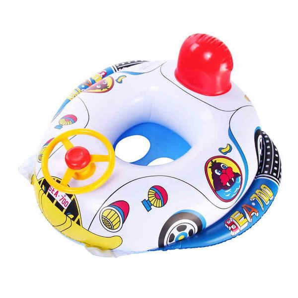 

new cute baby inflatable swimming pool ring seat floating car shape boat aid trainer with wheel horn suit high quality