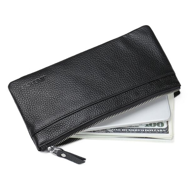 

men wallet luxury leather brand wallets long zipper male clutch coin purse phone pocket fashion card holder wallets black brown, Red;black