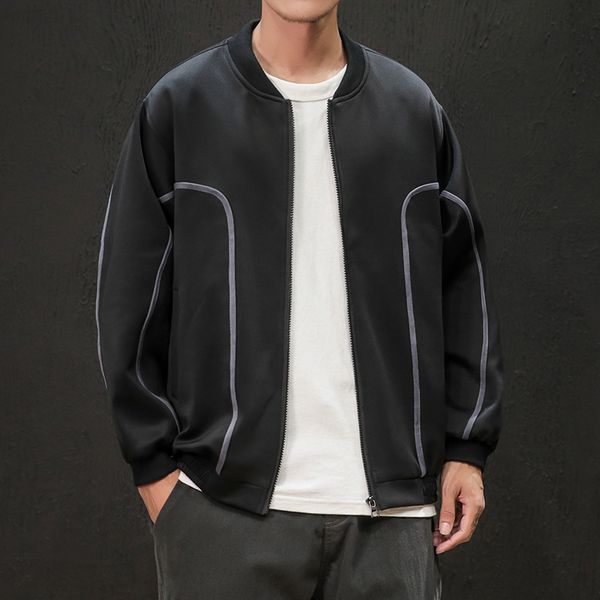 

2019 осень мужская куртка повседневный твердая сыпучие мужчины bomber jacket муж бейсбол мужские ветровки куртки пальто 4xl, Black;brown