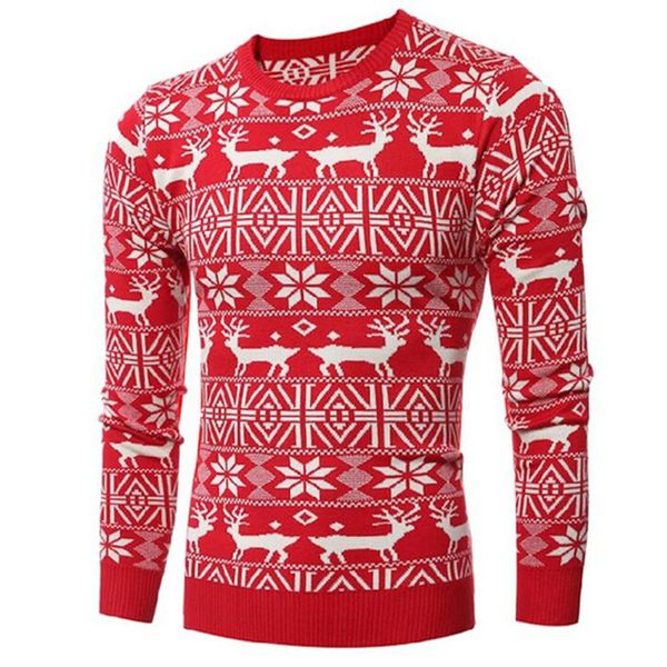 

2020 моды свитер мужчины осень зима пуловер нового рождество стиль deer печатается с длинным рукавом сгущает теплый o-образный вырез, White;black