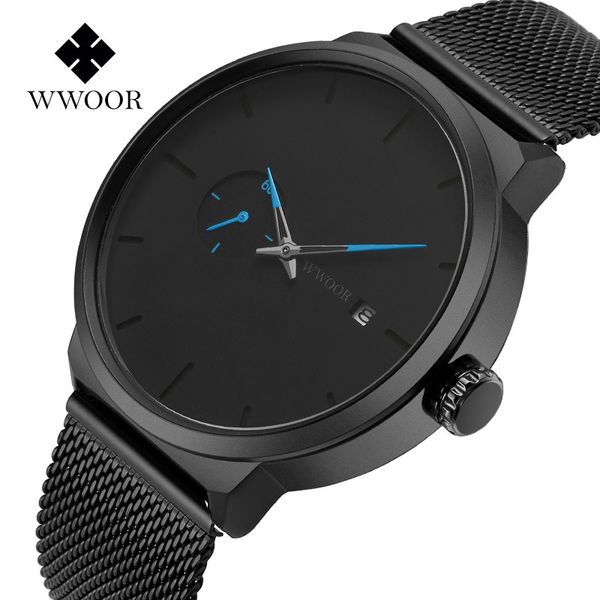 

мужские часы top top wwoor 2019 тонкие черные мужские наручные часы водонепроницаемые спортивные кварцевые наручные часы мужские часы, Slivery;brown
