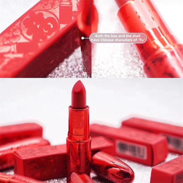 

Good quality 5color Brand lucky red matte lipstick New Spring Festival lipstick lucky in love/lotus light/russian red/ruby woo/lady danger