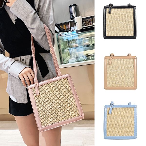 

fashion women retro weave square leather messenger bags handle bag shoulder bag in women totes