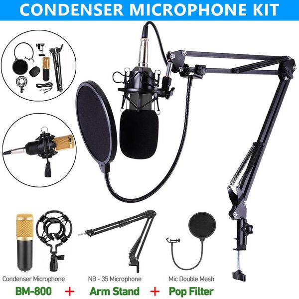 Профессиональный BM 800 Конденсатор Condenser Microphone Для Компьютер Аудио Караоке Микрофон Студия Регистрация Микрофоны Устанавливает Slivery Blue Black Pink