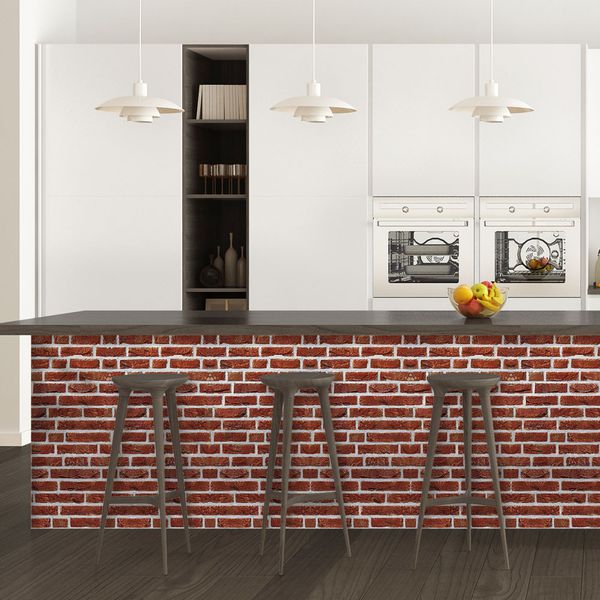 

pvc simulation red brick wall stickers living room decoration self-adhesive tv background sticker bar waterproof wall stickers
