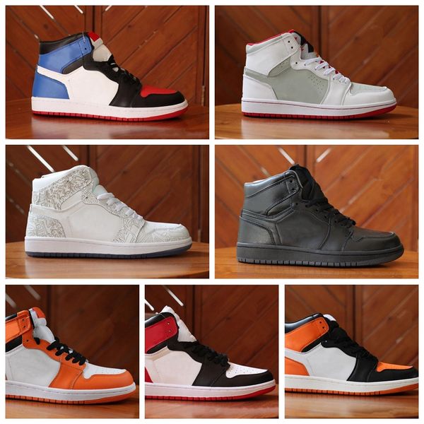 

men 1 high og basketball shoes travis scotts black toe elephant print mid chicago gs mens women 1s low shadow athletics sneakers trainers