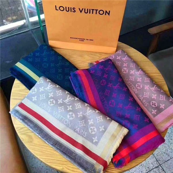 

high-quality men and women gradually change the color of scarf letter design men's cashmere scarf size 175x30cm rt368, Blue;gray
