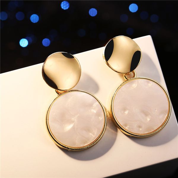 

17km fashion gold sliver acrylic drop earrings for women 2019 new vintage round heart geometric dangle earring statement jewelry, Silver