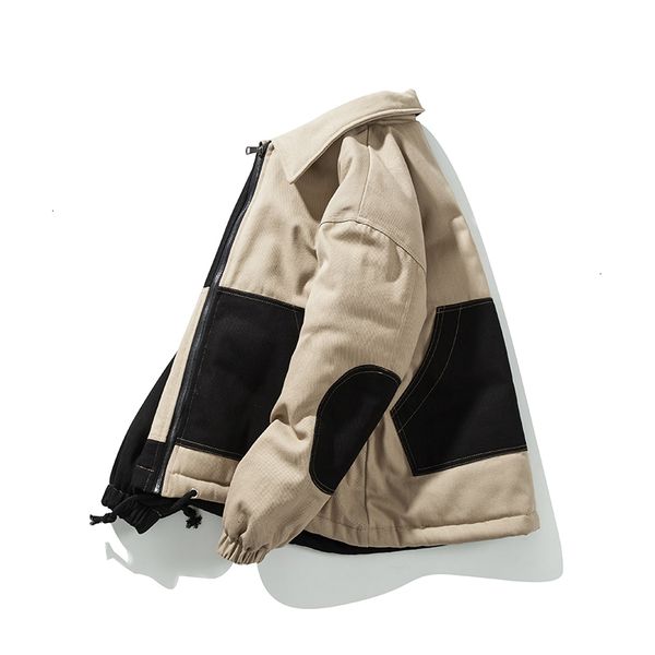 

new winter coat men's warm thick fashion cross-color casual coat man streetwear wild loose cotton jacket male clothes m-3xl, Black