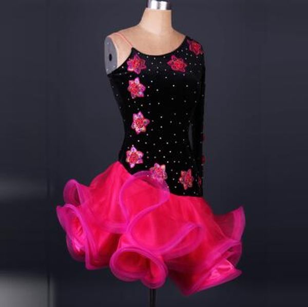 

samba latin dance dress women latino dress competition, Black;red
