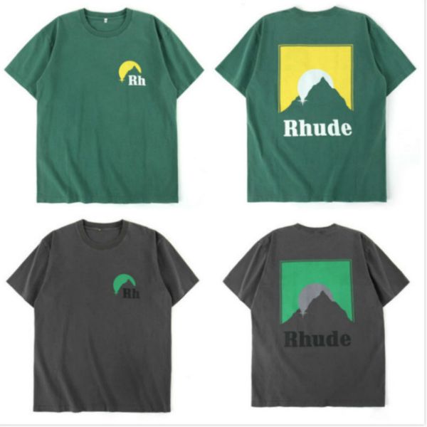 

мужская тенниска мужчины женщины streetwear повседневный high street тенниска хлопка пара топ тройники rhude футболки b70, White;black