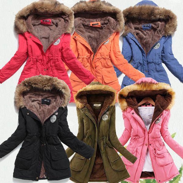 

winter jacket women thick warm hooded parka mujer cotton padded coat long paragraph plus size 3xl slim jacket female the latest, Black