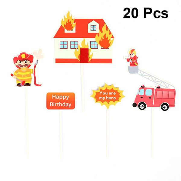 2020 Creative Cake Topper Paper Unique Firefighter Fireman Hero