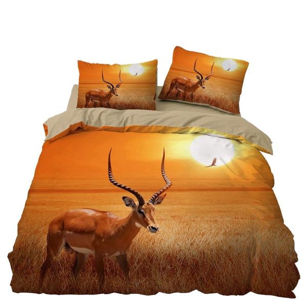 

elk antlers bedroom decor bedding set grassland background microfiber 1pc duvet cover with pillowcases no comforter drop ship