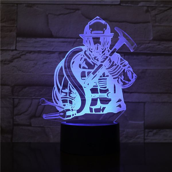 

fireman 3d led modeling usb night lights creative firefighter table lamp home decor 7 colors changing sleep lighting gifts 2681