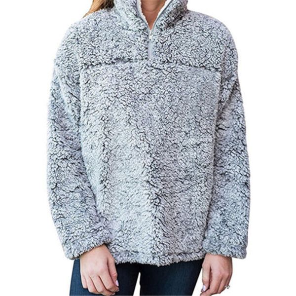 

2018 new fashion women girls faux fur winter warm thicken sweatshirt long sleeve lovely female kawaii fluffy coat outwears, Black