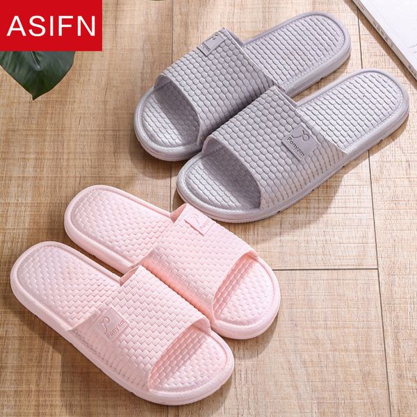 

asifn summer bathroom women's simple slippers men indoor home slides house flip flops bath couple non-slip sandals woman shoes, Black